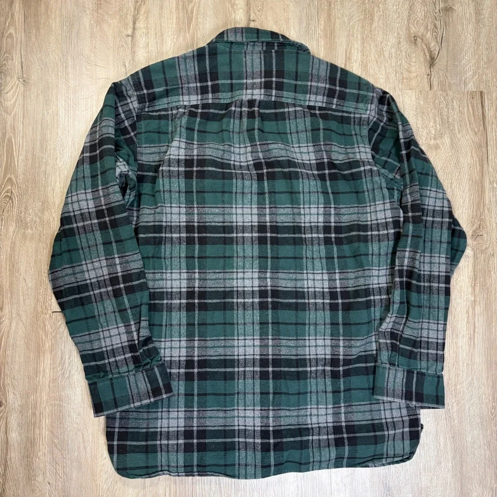 LL Bean Chamois Cloth Flannel Shirt Large Tall Plaid Button Up Traditional Fit